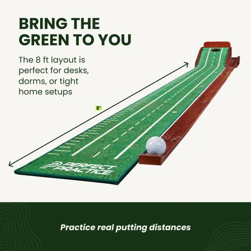 Vista 3 de Perfect Practice Putting Mat & Golf Chipping Net - Indoor Golf Training Aid Indoor putting green and chip shot practice, crystal velvet turf