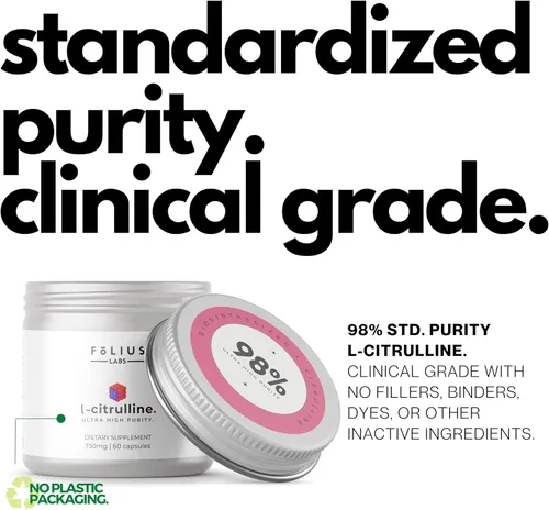 Vista 3 de FOLIUS LABS Clean Label L Citrulina Suplemento – Apoya la salud muscular, aumenta el óxido nítrico, suplementos de aminoácidos pre-entrenamiento