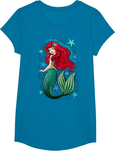 Vista 45 de Disney The Little Mermaid - Camiseta con notas musicales de Ariel, talla S Blanco