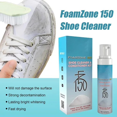 Vista 3 de Visalift Limpiador de zapatos, limpiador de zapatos FZ150, limpiador de zapatos FZ150 espuma con cepillo y toalla, limpiador de zapatos Foamzone