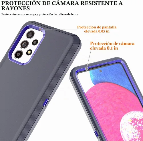 Vista 5 de YmhxcY Funda A53 5G, a prueba de caídas, 3 capas, duradera, a prueba de golpes, protección contra caídas, funda protectora de goma sólida mate
