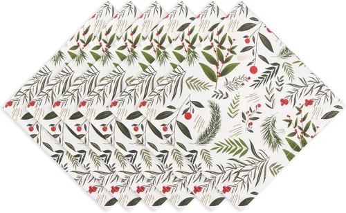 Vista 7 de DII Holiday Sprigs - Mesa de comedor y decoración de cocina, juego de servilletas, 20 x 20, cuadros Dobby rojos y blancos, 6 piezas