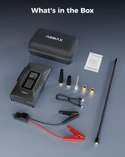 Vista 9 de ASMAX Arrancador de salto T20 7-en-1 con compresor de aire, caja de salto