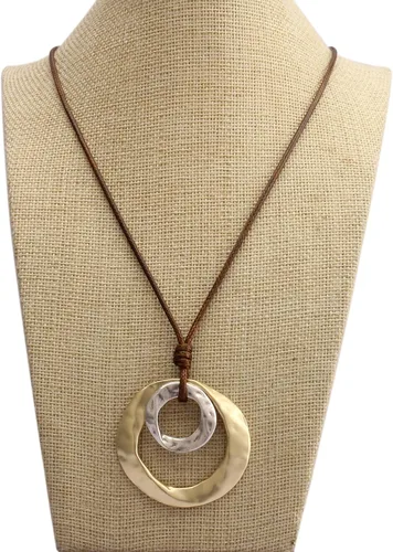 Vista 2 de Jeilwiy Collar de cuero para mujer, collar funky, gargantilla con dije, estilo bohemio, joyería