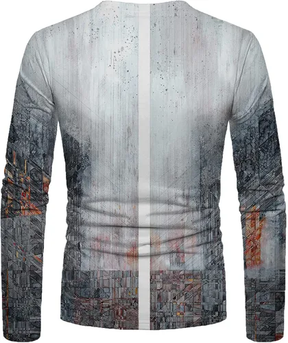 Vista 5 de Fashion T-Shirts for Men Long Sleeve Casual Pullover Blouse Classic Fit Basic Tops Graphic Print Round Neck Shirts