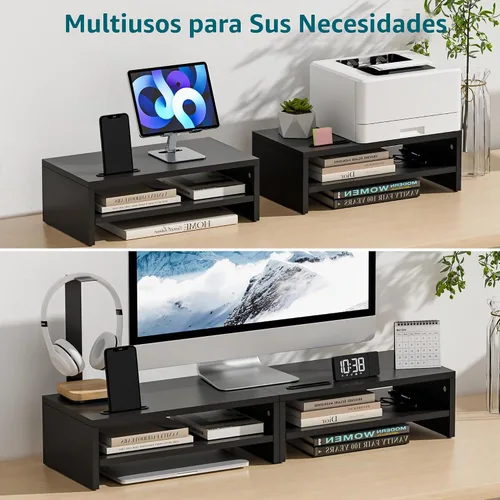 Vista 7 de 1home soporte elevador para monitor de computadora o computadora portátil, Negro