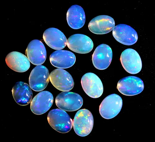 Vista 2 de Cabujones de piedras preciosas sueltas ovaladas de ópalo etíope natural, 10 piezas, ópalo etíope de 0.157 x 0.236in, calidad AAA