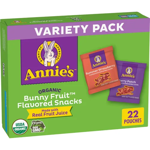 Vista 10 de Annie's Bocadillos orgánicos de frutas de conejito, sin gluten, 5 bolsas, 4 onzas (paquete de 10)