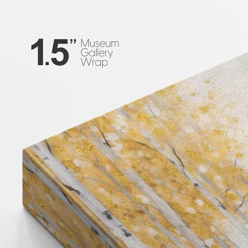Vista 5 de SIGNFORD Lienzo impreso para pared, árboles de abedul dorados de otoño, bosque, decoración de guardería, paisaje decorativo, relajante, tranquilo