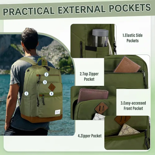 Vista 4 de Chase Chic Mochila escolar para hombres y mujeres, mochila informal para adolescentes, niños, niñas, escuela secundaria, universidad, trabajo