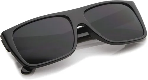 Vista 4 de zeroUV Gafas de sol rectangulares estilo Eazy E estilo retro con parte superior plana, 2.244 in