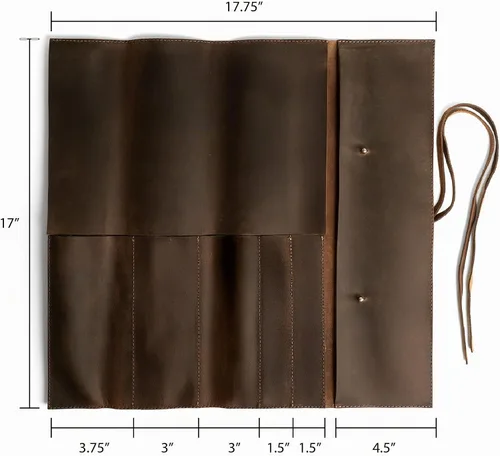Vista 5 de Estuche de cuero rústico para cuchillos, bolsa duradera para cuchillos de chef para chefs profesionales, bolsa de rollo de cuchillos, funda