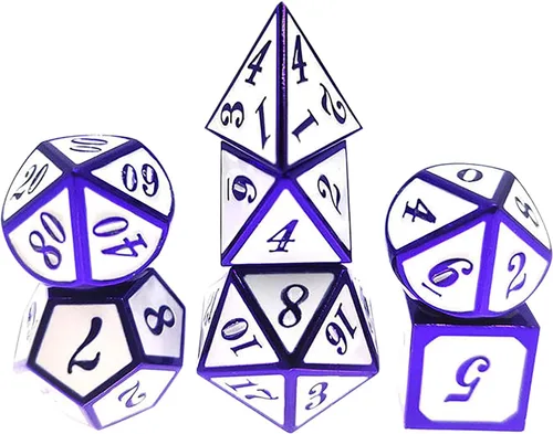 Vista 5 de Juego de dados de metal con escamas de dragón en color negro con caja de exhibición, perfecto para juegos, equilibrio adecuado y distribución