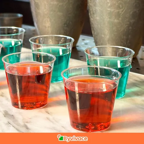 Vista 8 de Byvivace 1000 unidades de vasos de chupito de 1 oz de plástico duro transparente - Mini vasos de chupito para Tequila, Whisky, Vodka y Licor, Vaso