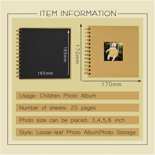 Vista 6 de Álbumes de fotos Álbum de fotos de papel de fotografía para bebé Scrapbooking Álbum de fotos Álbum de fotos de bricolaje álbum de fotos para niños