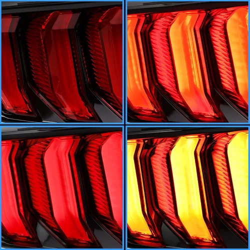 Vista 8 de Luces traseras LED VLAND Compatibles con Ford Mustang 2015-2020 con secuenciales (5 modos - lente roja)