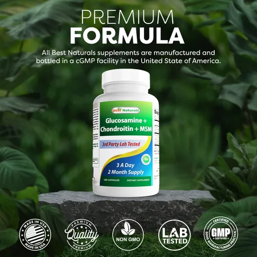 Vista 5 de Best Naturals Glucosamina condroitina y MSM (no OGM) - Promueve la salud de las articulaciones - 180