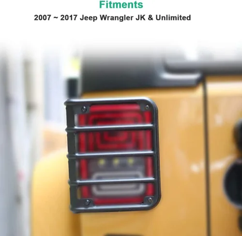 Vista 4 de Cubierta de luz trasera compatible con protectores de luz trasera de Jeep JK Wrangler 2007-2017, cubierta de luces, protector de luz trasera JK