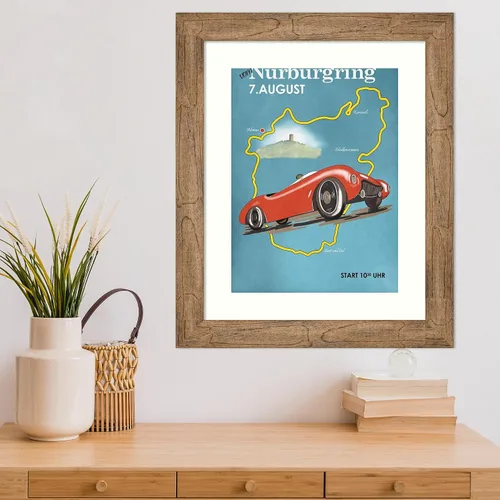 Vista 5 de Amanti Art Impresión artística enmarcada para pared, 24 x 20 pulgadas, Nurburgring Motorcycle Racing por Mark Rogan, arte de pared deportivo