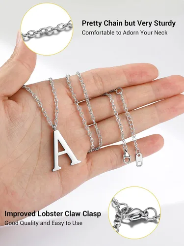 Vista 5 de PROSTEEL Collares con inicial para mujer, chapado en oronegro, acero inoxidable 316 A-Z, joyería con nombre, ajustable de 20 a 22 pulgadas, viene