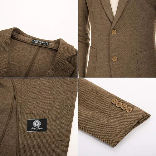 Vista 6 de PJ PAUL JONES Chaqueta casual de punto para hombre, chaqueta deportiva ligera de dos botones, sin forro