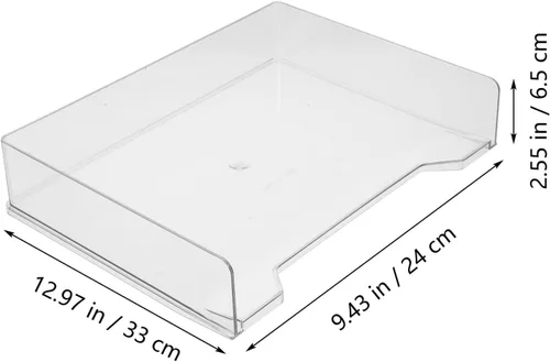 Vista 3 de Bandeja apilable de acrílico de 3 niveles, bandeja de acrílico transparente, caja de almacenamiento de documentos para oficina, espacio de trabajo