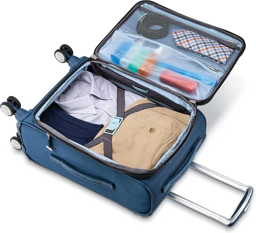 Vista 4 de Samsonite Solyte DLX Softside - Equipaje extensible con ruedas giratorias, azul (Mediterranean Blue)), 123564-0559
