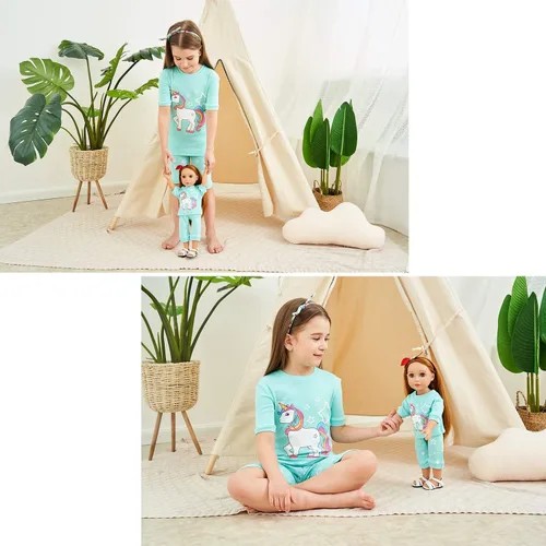 Vista 2 de Babyroom Pijamas a juego para niñas, pijamas de muñeca para niños pequeños, ropa de dormir de algodón para Navidad