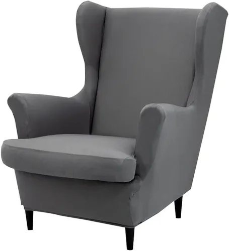 Vista 17 de Fundas para silla Wingback, 2 piezas, fundas elásticas para sillón de ala de color sólido con parte inferior elástica, protector de muebles
