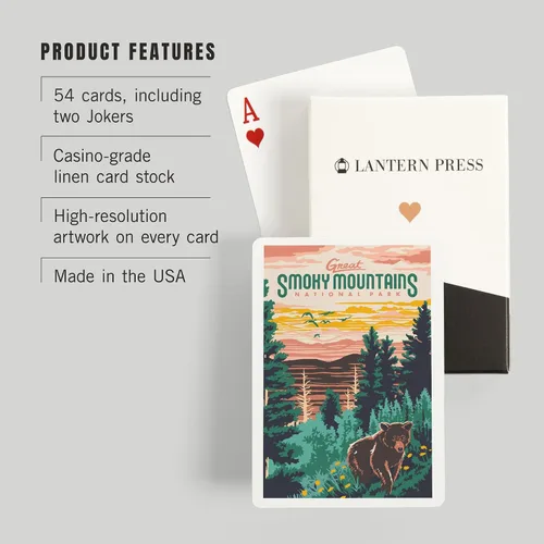 Vista 3 de Lantern Press Great Smoky Mountains National Park, Explorer Series (52 cartas de juego, baraja de cartas de tamaño póker con comodines)