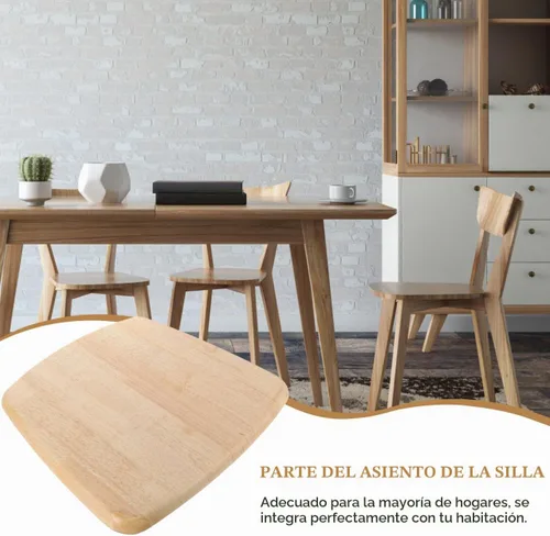 Vista 8 de Veemoon Reemplazo de asiento de silla de madera, accesorios cuadrados de madera maciza para sillas de comedor, taburete cuadrado de madera
