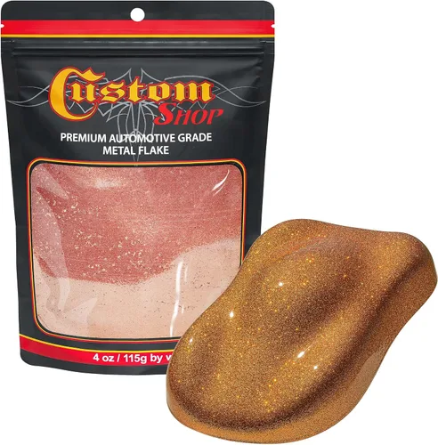 Vista 56 de Custom Shop - Purpurina metálica para pintura automotriz, oro brillante, 4 oz, micro escamas de metal de 0.004" para pintura de automóviles, aditivo