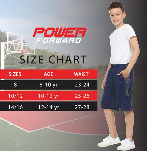 Vista 6 de Power Forward Paquete de 4 pantalones cortos de gimnasio ligeros para niños y jóvenes, atléticos, rendimiento activo, entrenamiento, baloncesto