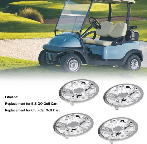 Vista 2 de Aramox Cubierta de cubo de rueda, 4 piezas de 8 pulgadas para cubo de carro cromado, protector de llanta para carrito