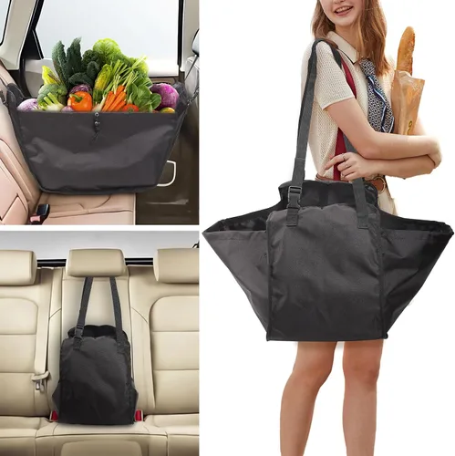 Vista 6 de Organizador de asiento de automóvil – Bolsa de viaje de almacenamiento de asiento de pasajero de gran capacidad, portátil, plegable y plegable