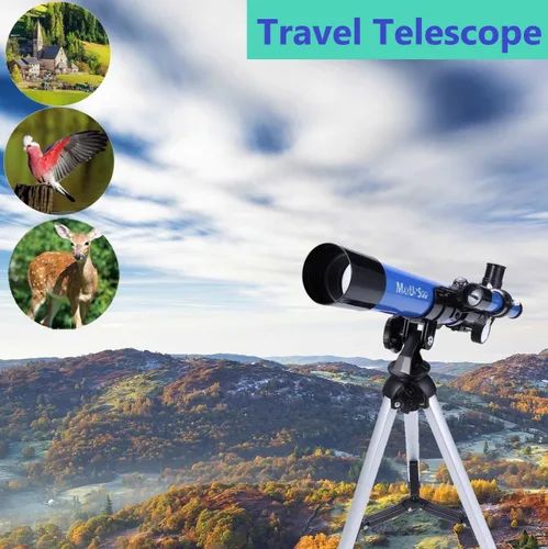 Vista 6 de Telescopio para niños 400x40mm con trípode y buscador de alcance, telescopio portátil para niños y principiantes, telescopio de viaje con 3 oculares