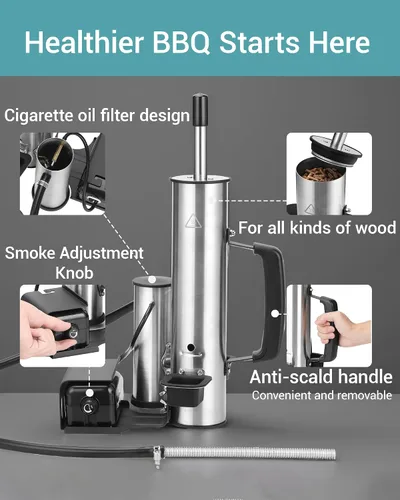 Vista 7 de Generador de humo para queso, tubo de humo para ahumador de pellets, fabricante de humo eléctrico portátil, accesorios de ahumador para exteriores