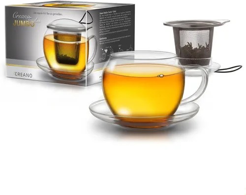 Vista 14 de Creano Vaso de té con infusor y tapa de 13.5 fl oz - Taza de té grande - Apto para microondas y lavavajillas - Set de regalo para tetera de hojas 1