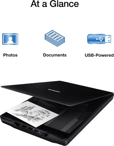 Vista 10 de Epson Perfection V19 II - Escáner plano de documentos y fotos a color con resolución óptica de 4800 ppp, alimentación USB y tapa extraíble de gran