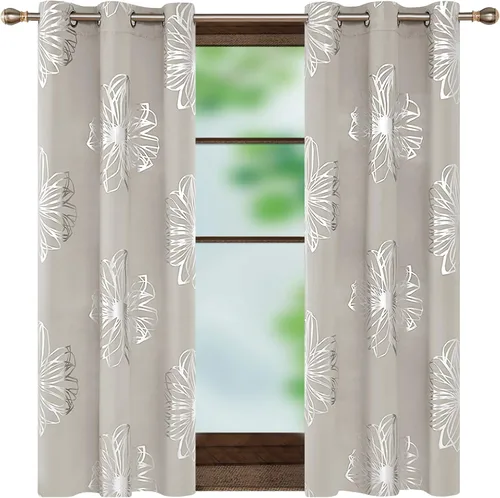 Vista 12 de Deconovo - Cortinas opacas para dormitorio y sala de estar, con aislamiento térmico, cortinas oscuras para habitación, geométricas, con ojales