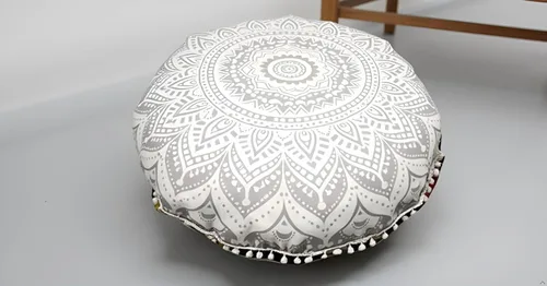 Vista 36 de CRAFT KALA Funda de cojín redonda grande de 32 pulgadas para el suelo bohemio, funda de puf boho, funda de cojín de mandala para meditación, cojines