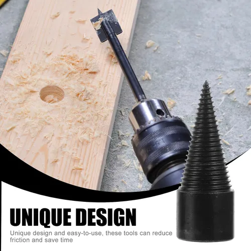 Vista 7 de 5pcs Wood Splitter Drill Bit Set, Steel Cone Firewood Splitter Bits for Electric Drill, Carpenter Woodworking Tool for Home and Outdoor Log Splitting