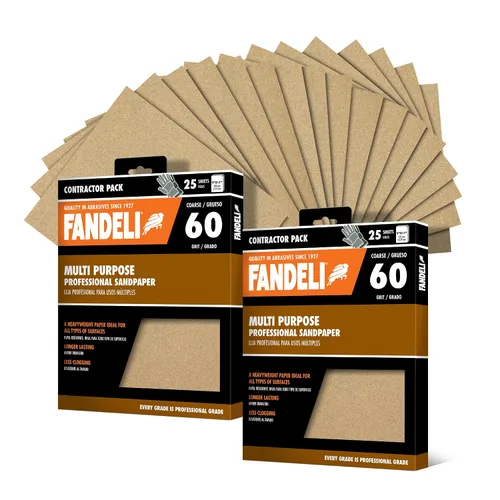 Vista 10 de Fandeli 36021 Hojas de papel de lija multiusos de grano 060, marrón, 9 x 11 pulgadas, 25 hojas