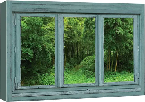 Vista 29 de Cuadro decorativo con diseño de ventana moderna blanca con vista, de la marca Wall26®