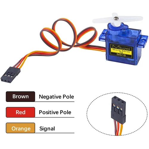 Vista 4 de Sg90 0.32 oz Micro Servo Motor para Arduino RC Coche Robot Barco Avión 3 Unids Mini, Small, 9 Gram, Metal Gear, Digital, 180 Degree, Steering