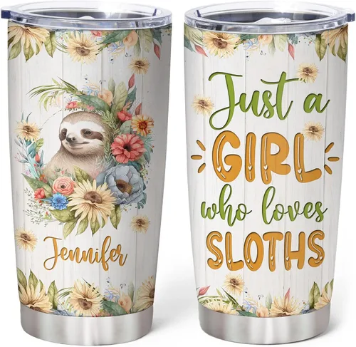 Vista 31 de Hyturtle Regalos personalizados para los amantes de los osos – Just A Girl Who Loves Bears - Vaso de acero inoxidable con nombre personalizado de 20