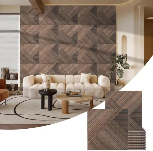 Vista 4 de BUBOS Paquete de 6 paneles de pared de madera sintética, panel de sonido Negro