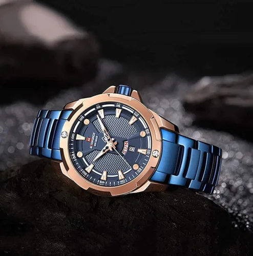 Vista 4 de NAVIFORCE - Reloj de pulsera de cuarzo analógico para hombre de acero inoxidable impermeable