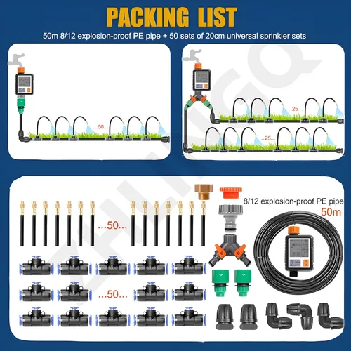 Vista 3 de 360° Bendable Garden Irrigation System, Copper Sprayer Atomizing System, with Intelligent Irrigation Controller for Lawn Raised Bed Greenhouse Plant