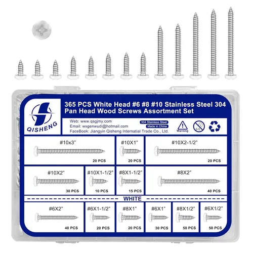 Vista 8 de QISHENG White Head 100 PCS #4x1/4(0.25 pulgadas) Tornillos para Madera de Cabeza Redonda Phillips de Acero Inoxidable, Tornillo de Acero Inoxidable